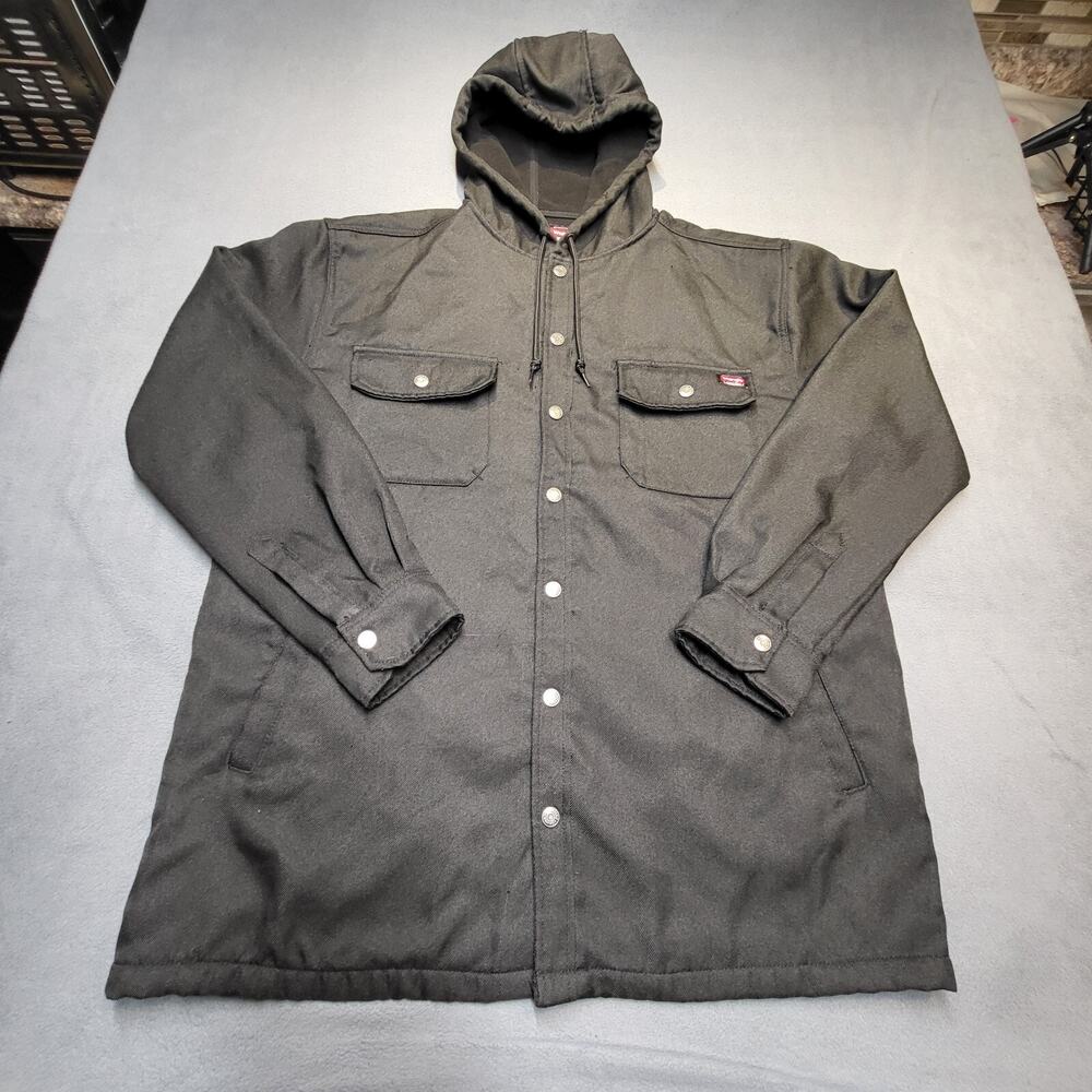 Wrangler Workwear Jacket Mens L Black Hooded Button Up